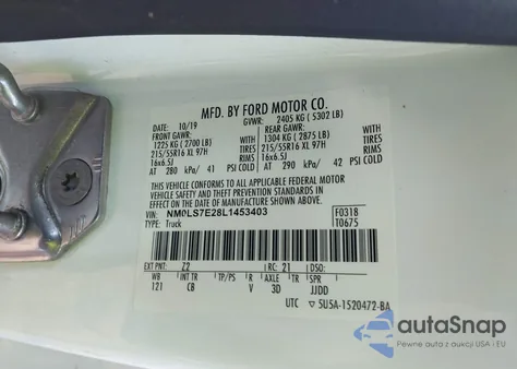 2020 Ford Transit Connect Xl from USA, damaged, VIN NM0LS7E28L1453403